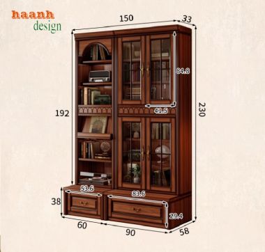 Mẫu tủ kệ sách gỗ đẹp phong cách pháp cho không gian đẳng cấp-TST 007