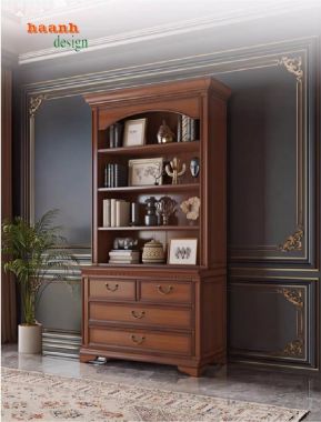 Tủ sách tân cổ điển gỗ sồi - Nét đẹp cho không gian sống-TST 006