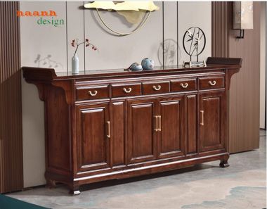 Bàn thờ gia tiên đẹp gỗ gõ tự nhiên – Thiết kế sang trọng-TTG 009