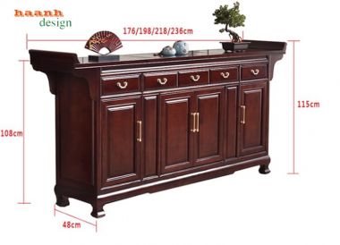 Bàn thờ gia tiên đẹp gỗ gõ tự nhiên – Thiết kế sang trọng-TTG 009