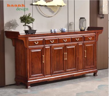 Bàn thờ gia tiên đẹp gỗ gõ tự nhiên – Thiết kế sang trọng-TTG 009