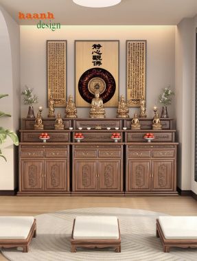 Tủ thờ gỗ óc chó tiện ích và sang trọng - TTG 002