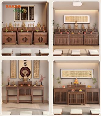 Tủ thờ gỗ óc chó tiện ích và sang trọng - TTG 002