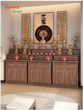 Tủ thờ gỗ óc chó tiện ích và sang trọng - TTG 002
