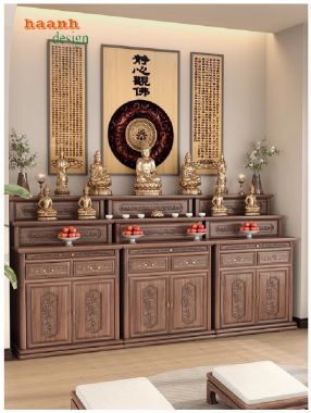 Tủ thờ gỗ óc chó tiện ích và sang trọng - TTG 002