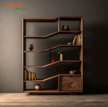 Kệ gỗ trang trí phòng khách gỗ óc chó tự nhiên nhập khẩu-TGC 007