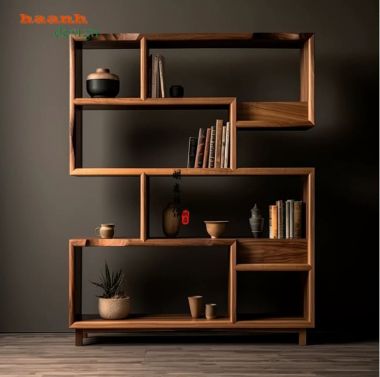 Kệ gỗ trang trí phòng khách gỗ óc chó tự nhiên nhập khẩu-TGC 007