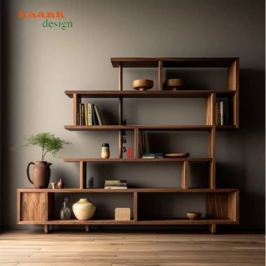 Kệ gỗ trang trí phòng khách gỗ óc chó tự nhiên nhập khẩu-TGC 007