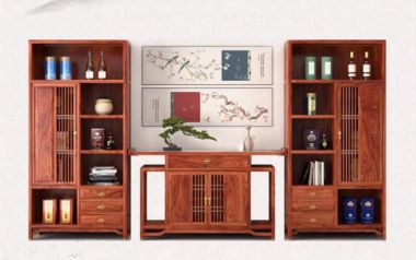 Kệ trang trí phòng khách gỗ hương Nam Phi chuẩn Á Đông-TGC 006