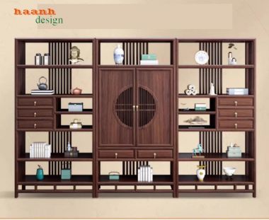 Tủ kệ gỗ trang trí phòng khách – lựa chọn cho gia đình Việt-TGC 005