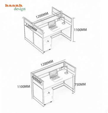 Vách ngăn bàn làm việc nhôm kính hiện đại, bền đẹp-VNN 004