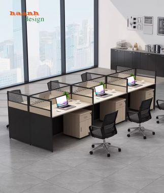 Vách ngăn bàn làm việc nhôm kính hiện đại, bền đẹp-VNN 004