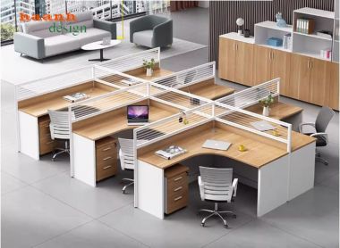 Vách ngăn bàn văn phòng nhôm kính gỗ melamine-VNN 003