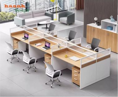 Vách ngăn bàn văn phòng nhôm kính gỗ melamine-VNN 003