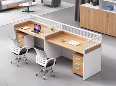 Vách ngăn bàn văn phòng nhôm kính gỗ melamine-VNN 003