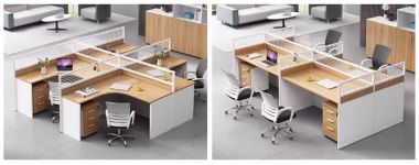 Vách ngăn bàn văn phòng nhôm kính gỗ melamine-VNN 003