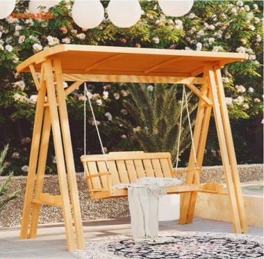 Ghế xích đu gỗ cao cấp gỗ Teak cho sân vườn hiện đại-GNT 015