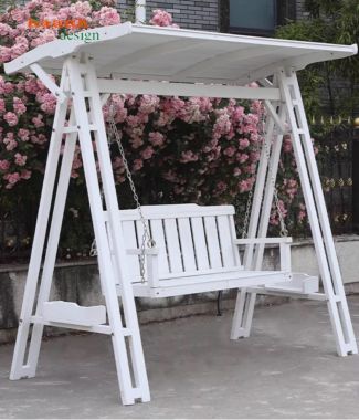 Ghế xích đu gỗ cao cấp gỗ Teak cho sân vườn hiện đại-GNT 015