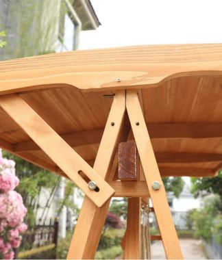 Ghế xích đu gỗ cao cấp gỗ Teak cho sân vườn hiện đại-GNT 015