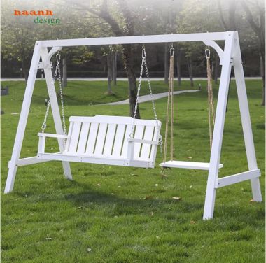Mẫu xích đu đẹp ngoài trời phong cách gỗ Teak nhập khẩu-GNT 016