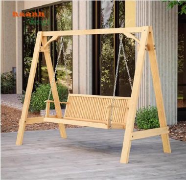 Mẫu xích đu đẹp bằng gỗ Teak tự nhiên cho sân vườn ngoài trời-GNT 014