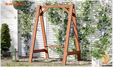 Mẫu xích đu đẹp ngoài trời phong cách gỗ Teak nhập khẩu-GNT 016