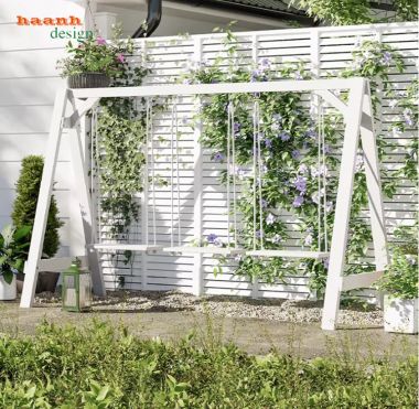 Mẫu xích đu đẹp ngoài trời phong cách gỗ Teak nhập khẩu-GNT 016