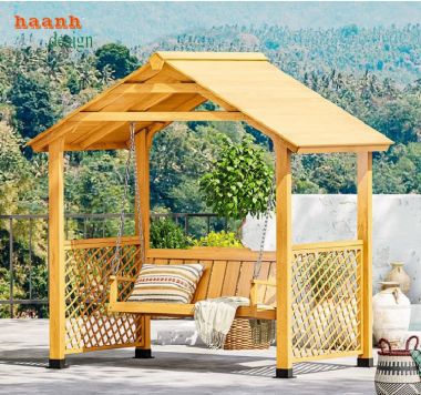 Xích đu gỗ ngoài trời Thế giới của sự thoải mái và thư giãn-GNT 010