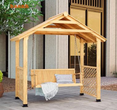 Xích đu gỗ ngoài trời Thế giới của sự thoải mái và thư giãn-GNT 010
