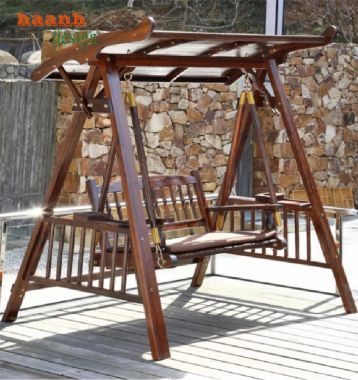Xích đu gỗ ngoài trời teak Myanmar – Tạo điểm nhấn sân vườn-GNT 012