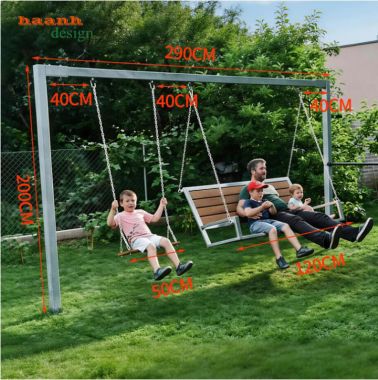 Mẫu xích đu sắt đơn giản đẹp bền cho sân vườn ngoài trời-XDT 007