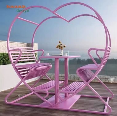 Mẫu xích đu sắt mỹ thuật cao cấp cho không gian ngoài trời-XDT 005