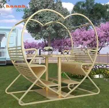 Mẫu xích đu sắt mỹ thuật cao cấp cho không gian ngoài trời-XDT 005