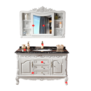 Tủ lavabo gỗ tự nhiên tân cổ điển 