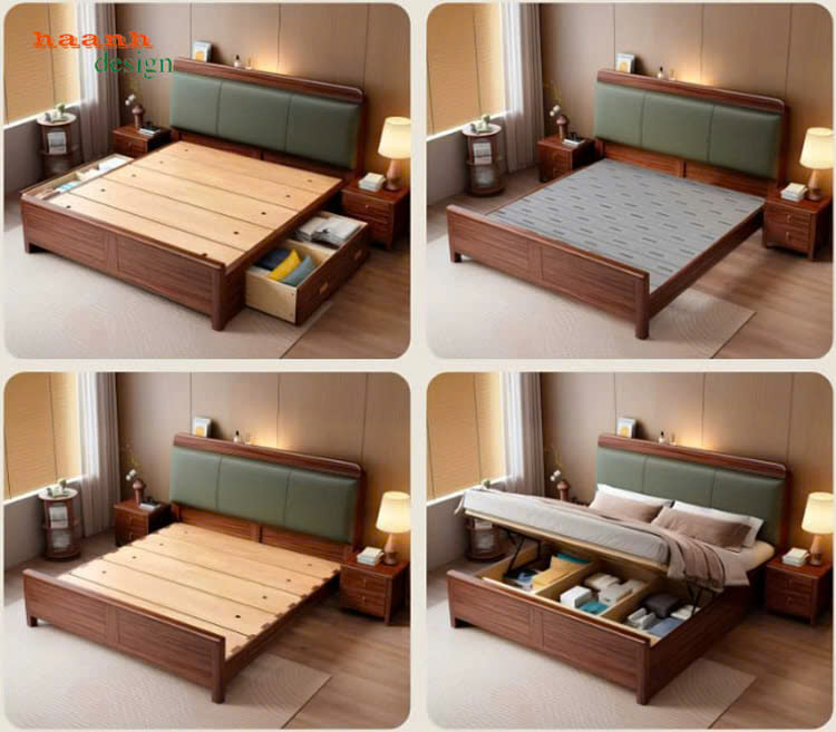 Giường ngủ gỗ tự nhi&ecirc;n hiện đại
