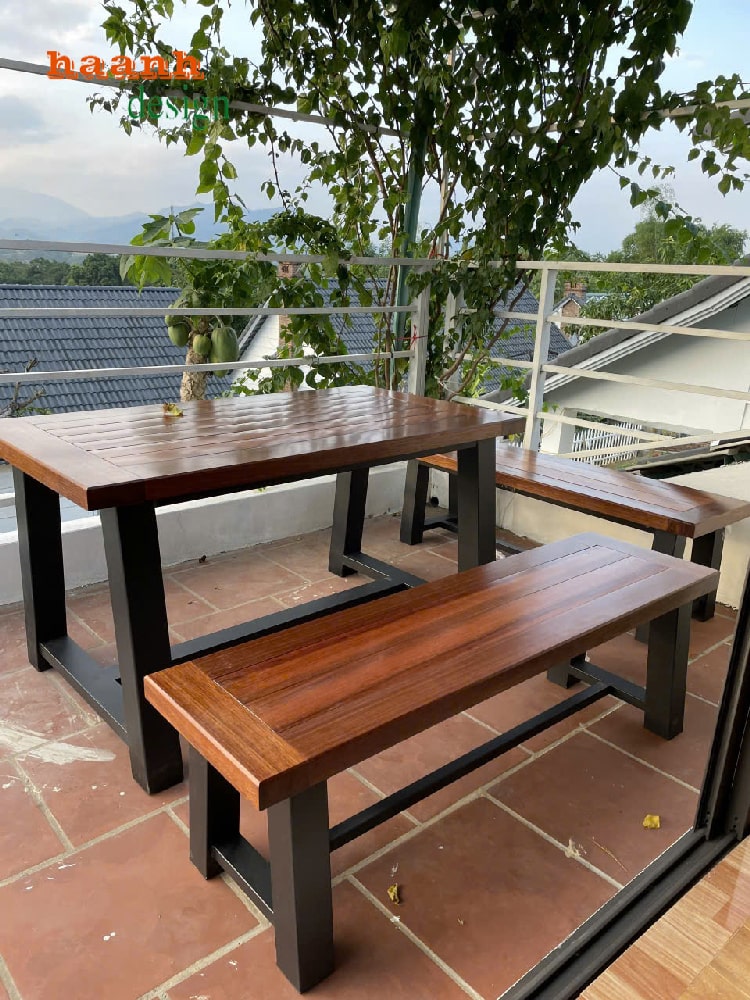 Bàn ghế sắt gỗ teak