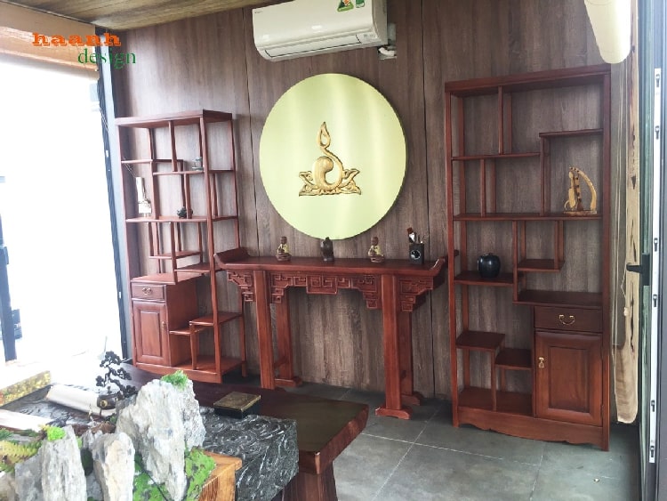 Kệ gỗ trang trí phòng trà Tạo không gian ấm cúng và sang trọng