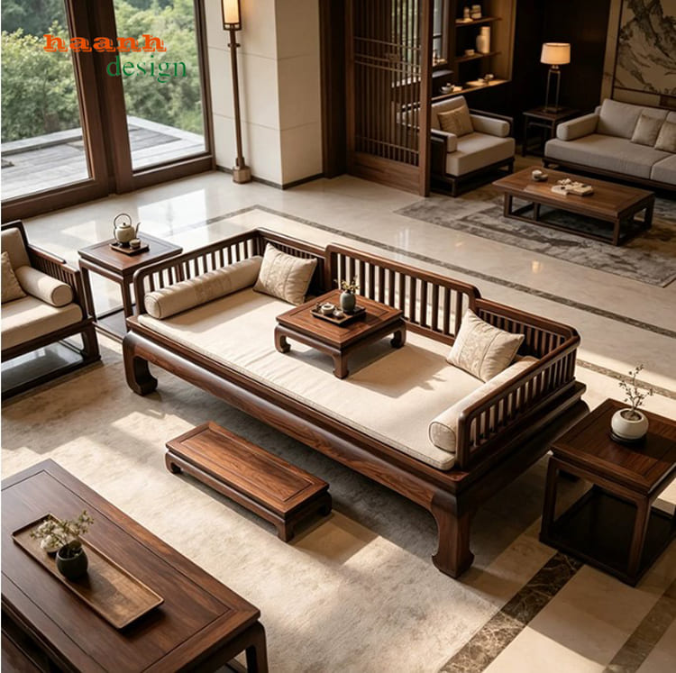 Giường La Hán gỗ gụ tự nhiên nhập khẩu Nam Phi