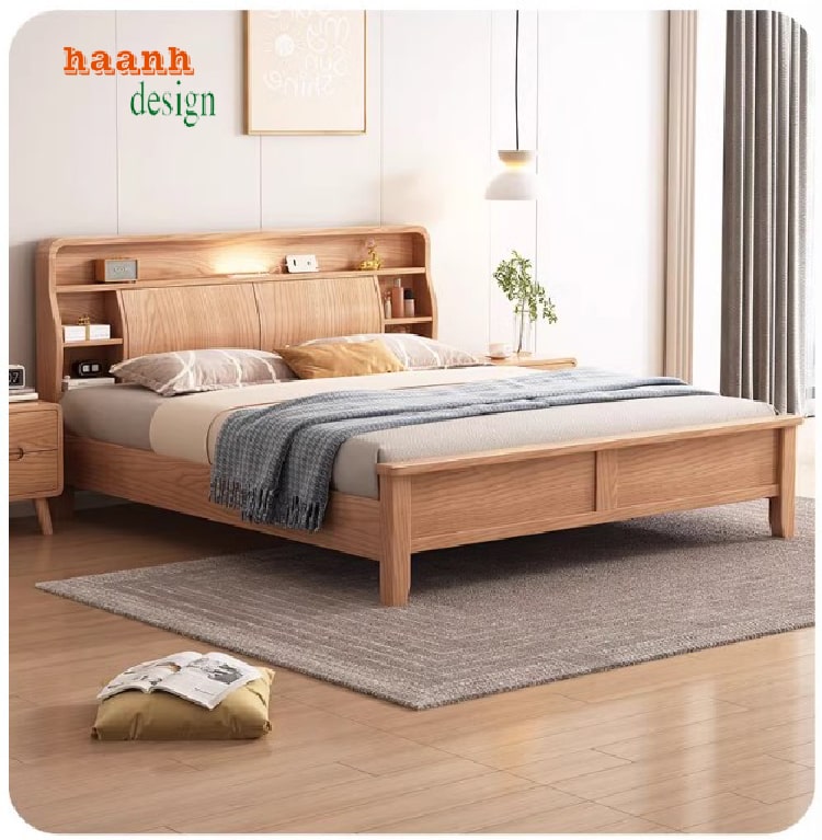 Giường ngủ gỗ sồi và xu hướng thiết kế nội thất hiện đại-DNH 008