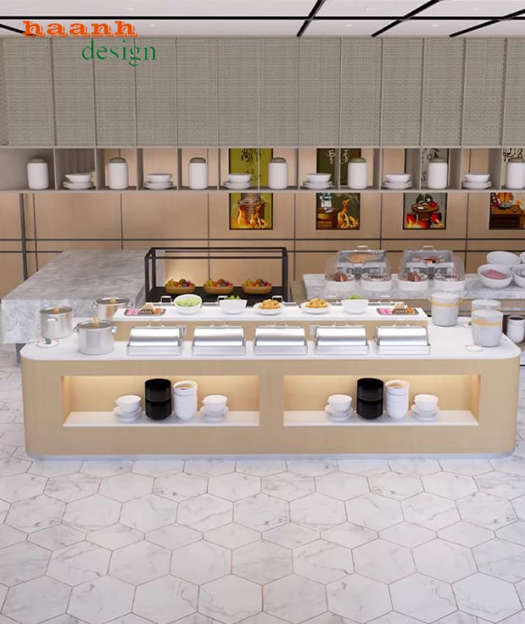 mẫu b&agrave;n buffet kh&aacute;ch sạn đẹp cao cấp