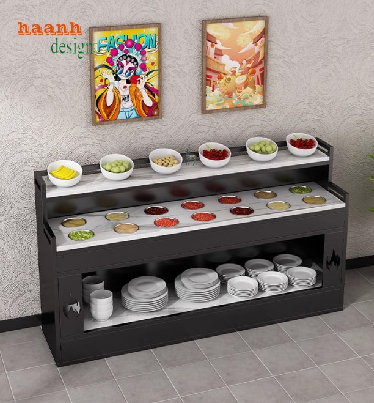 Kệ đựng gia vị nhà hàng gỗ Melamine – Tiện ích, chuyên nghiệp-BFF 005