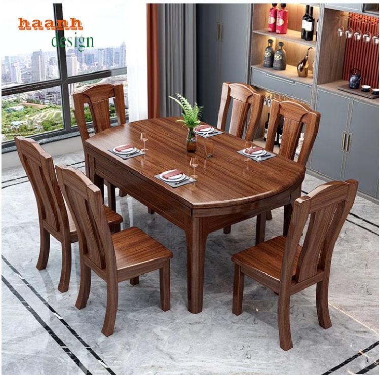 Thiết kế thông minh cho bàn ghế ăn gỗ hiện đại-BGA 006