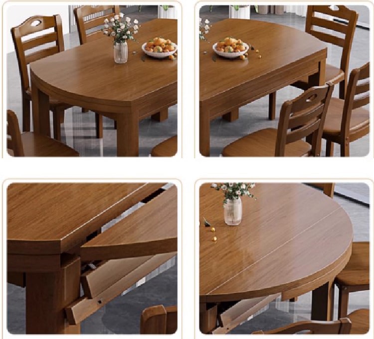bàn ăn mở rộng gỗ tự nhiên