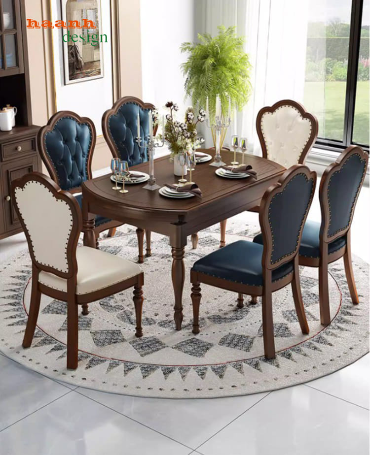 Bàn ghế ăn gỗ tân cổ điển châu Âu được ưa chuộng nhất hiện nay-BAC 010