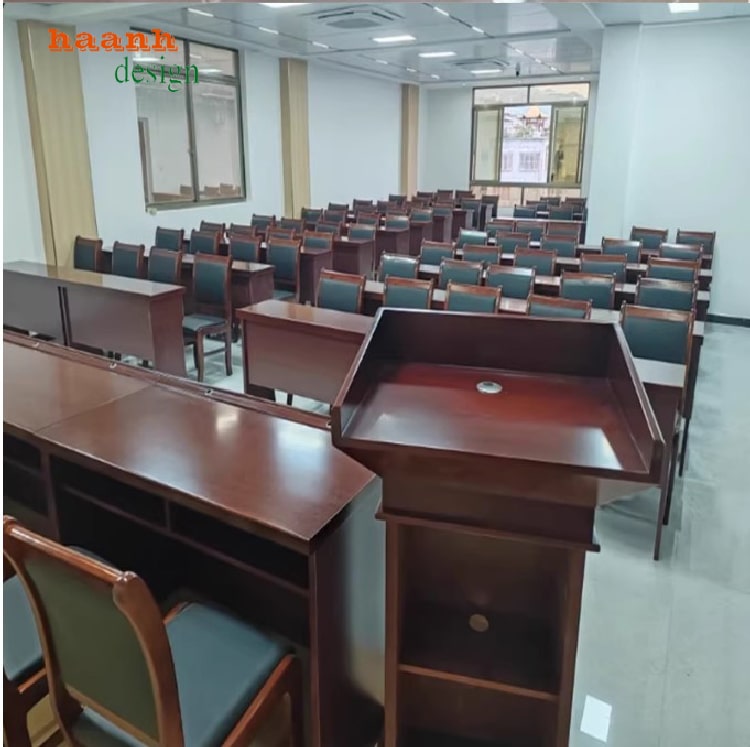 Top mẫu bàn ghế hội trường bằng gỗ hiện đại, bền đẹp-BHN 006