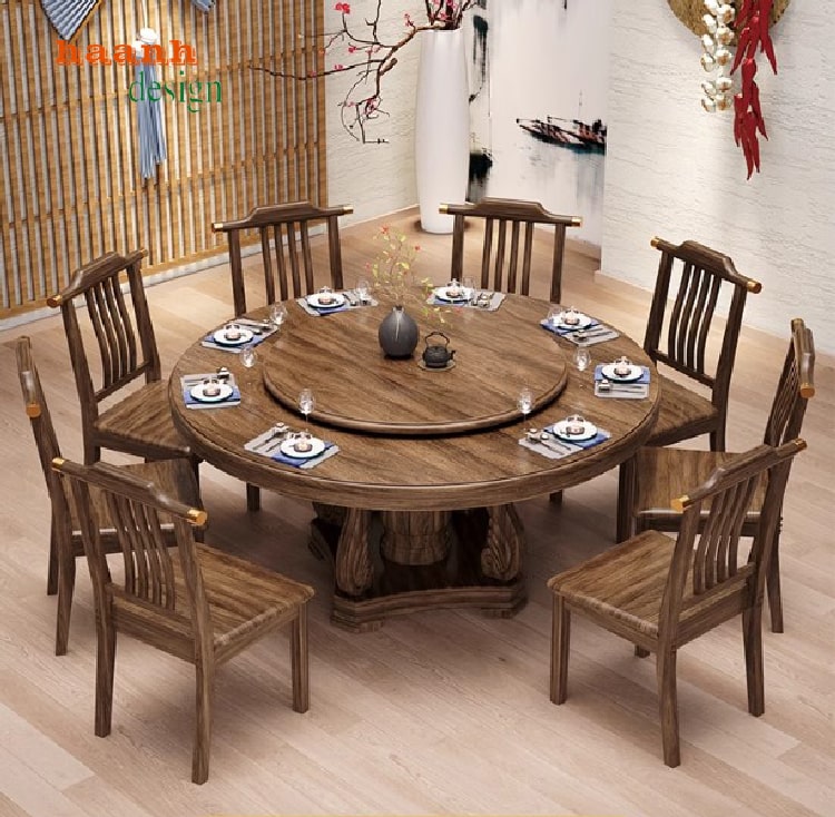 Nâng tầm trải nghiệm ẩm thực với bàn ăn nhà hàng gỗ tự nhiên-BNH 003