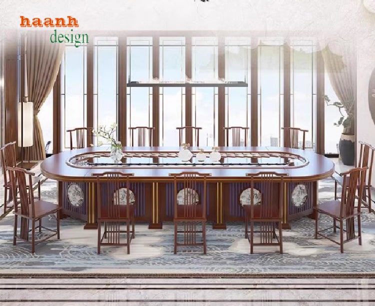 Tạo điểm nhấn đẳng cấp với bàn ăn nhà hàng gỗ hiện đại-BNH 004