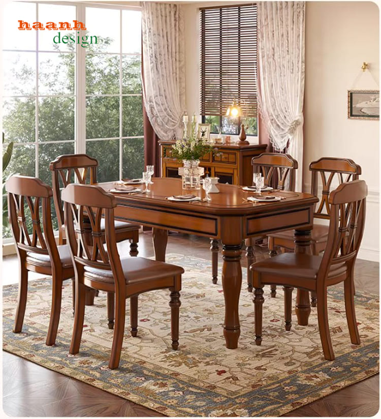 Bàn ăn nhà hàng tân cổ điển – lựa chọn hoàn hảo cho khách sạn-NHT 004