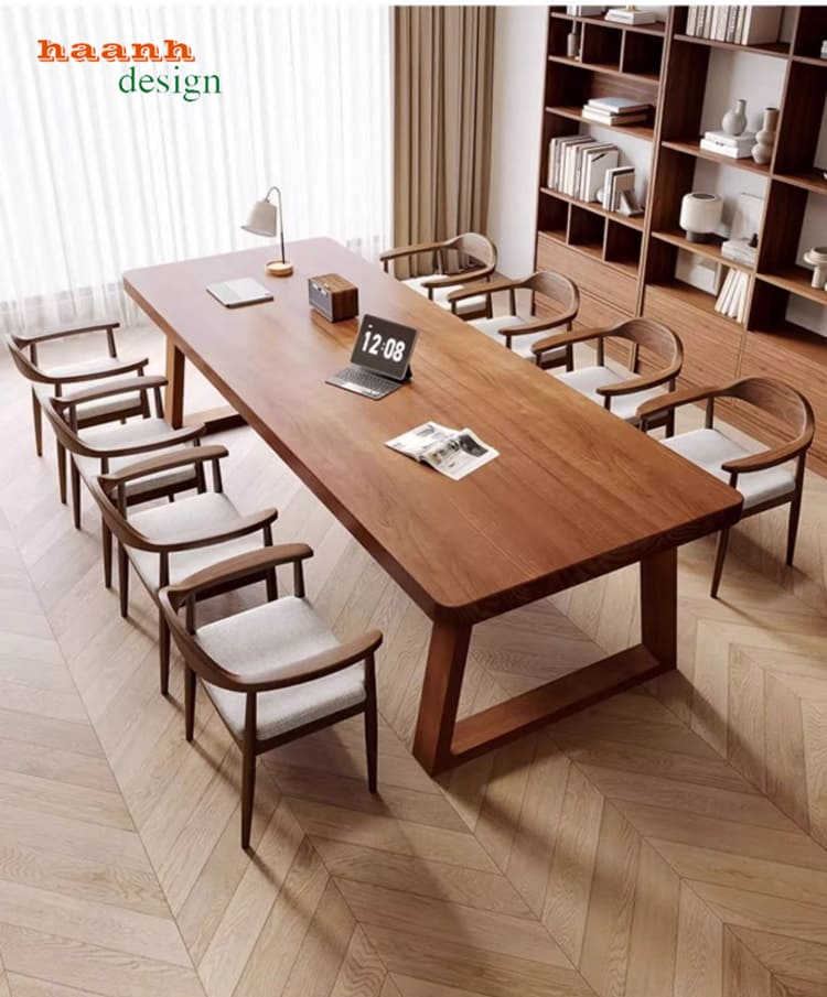 Mẫu bàn hội thảo gỗ tự nhiên đẹp, sang trọng cho văn phòng-HPP 016