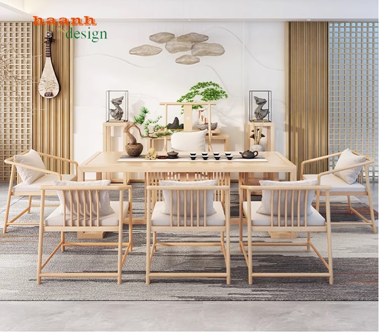 B&agrave;n ghế ph&ograve;ng tr&agrave; gỗ &aacute; đ&ocirc;ng